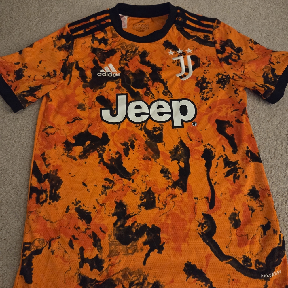 Youth Juventus Adidas Orange and Black Graphic Soccer Jersey
